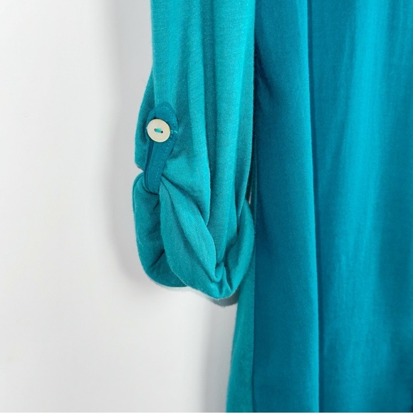 Splendid Teal Mixed Media Shirt Sz Small - Picture 5 of 10